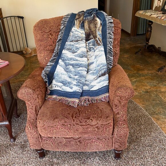 Deer Buck Doe Tapestry Throw Blanket Millette Lodge Cabin Man Cave Home Decor - Picture 5 of 7